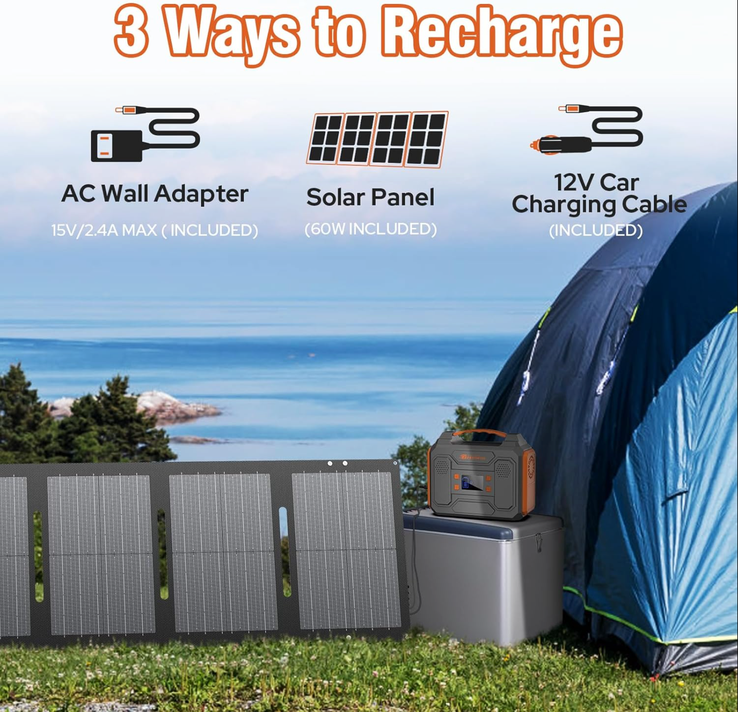 Portable Solar Generator, 300W Portable Power Station